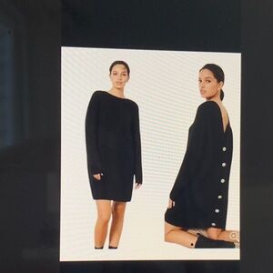 ba&sh Black Long Sleeve Dress with Button Detail